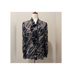Gorgeous Maurices Sheer Navy Blue Blouse Size Large